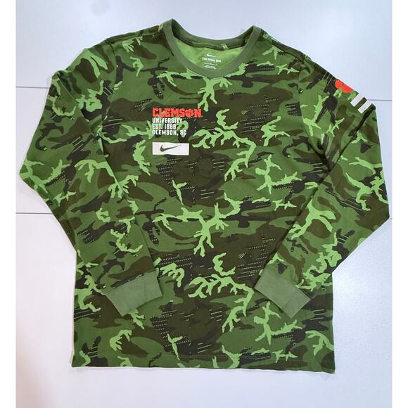 CLEMSON Tigers Nike Military Camo Long Sleeve T-Shirt Mens Size Large (36) - Picture 1 of 8